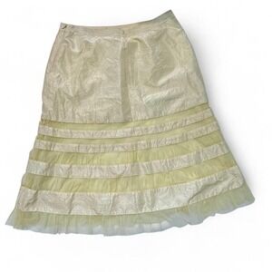 Banana Republic Yellow silk midi skirt with pleats and ruffles